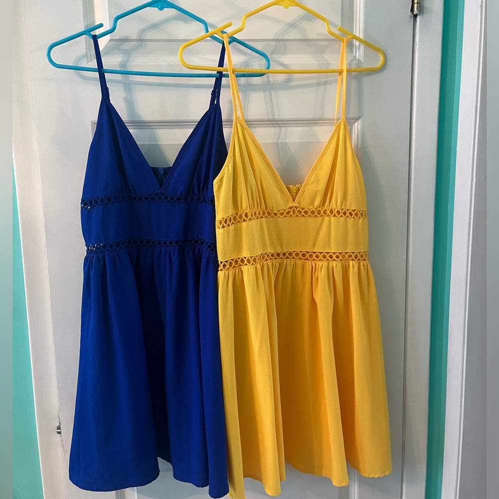 NWOT Royal Blue and Yellow A Line Dresses size Large